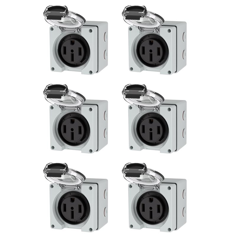 Outdoor Power Receptacle Box - ABVC 6X 50Amp Power Outlet Box,125/250Volt