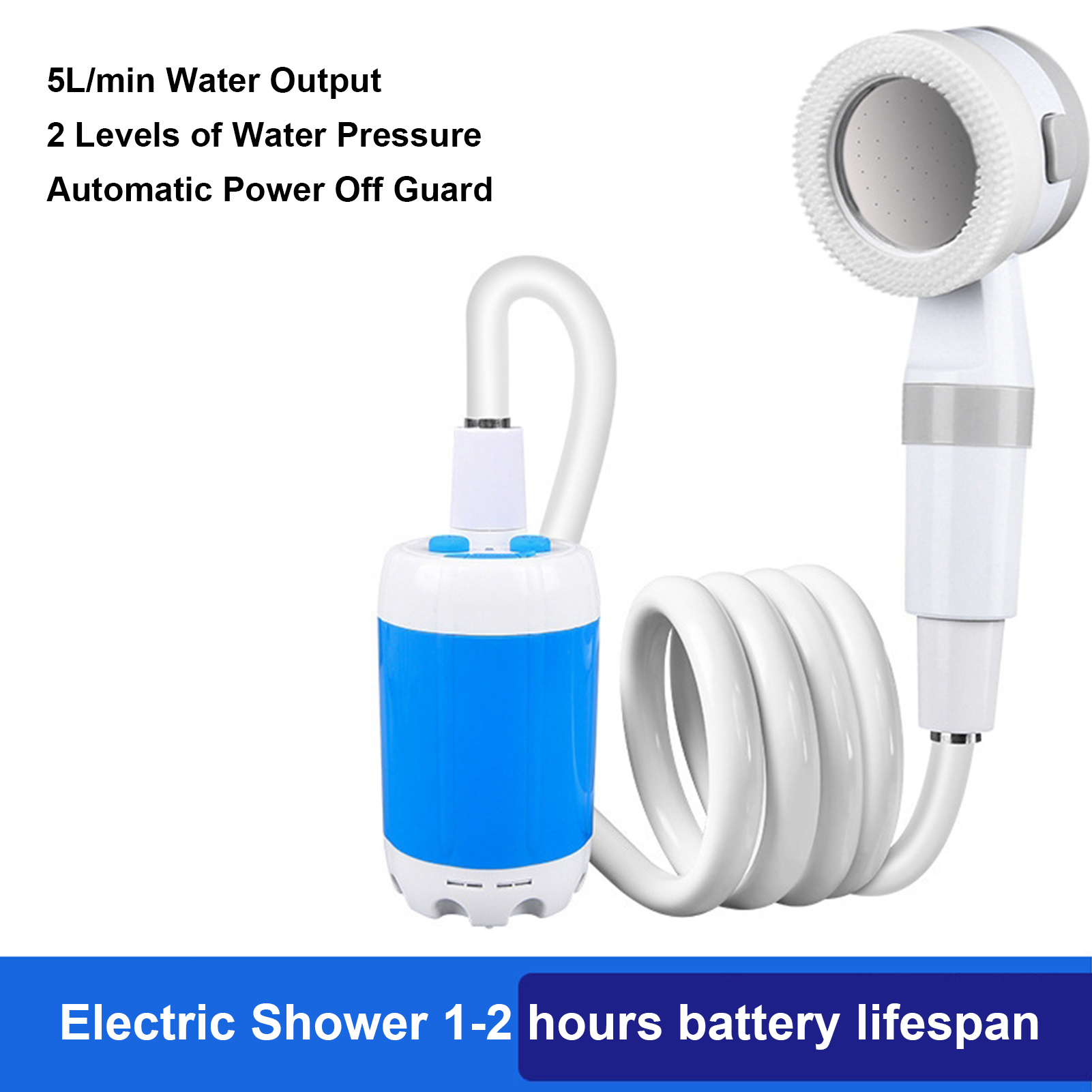 Outdoor Power 'Hose' - Portable Outdoor Shower Battery Powered Handheld