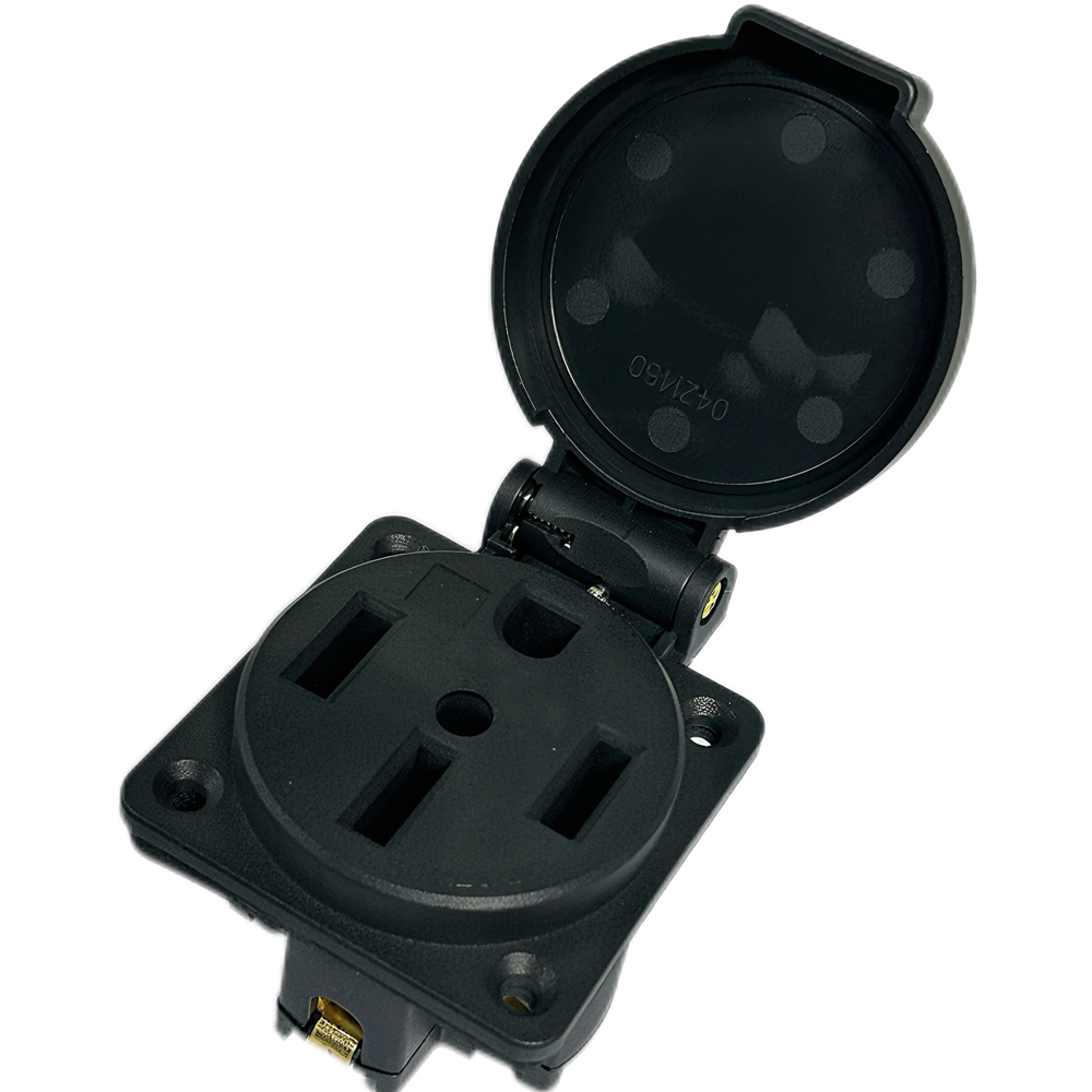 Outdoor Power Receptacle Box - Black Waterproof 50 Amp Generator RV
