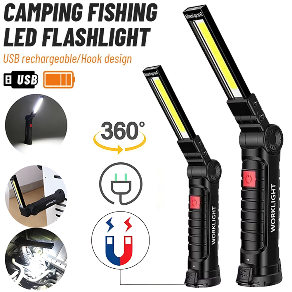 Outdoor Power Usb - LED COB Flashlight USB Rechargeable Torch