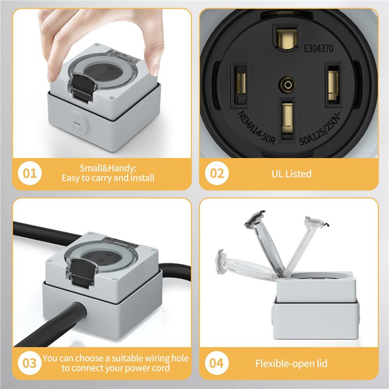 ABVC 6X 50Amp Power Outlet Box - Outdoor Power Receptacle Box recension och pris