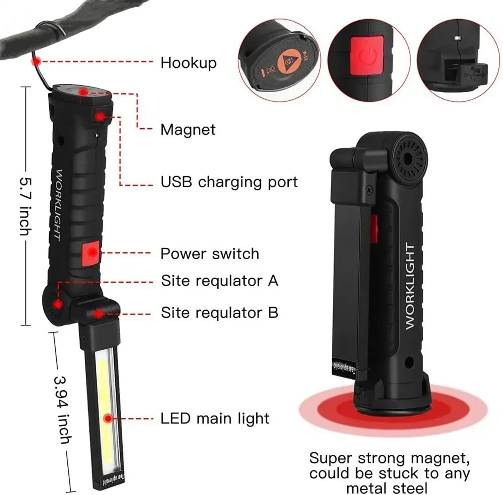 LED COB Flashlight USB Recharg - Outdoor Power Usb recension och pris